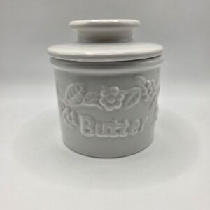 Butter Bell L Tremain White‎ Ceramic French Butter Crock Floral Embossed 2000
